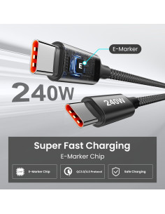 Cable USB C a USB C 240W etguuds 3m 2-Pack Carga Rápida 2