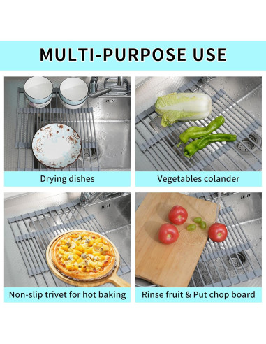 Escurridor de Platos Plegable JETASU 57 cm Silicona Gris