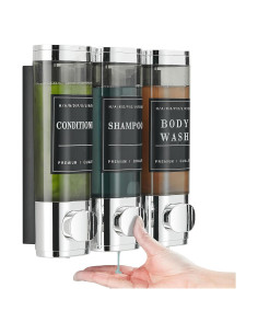 Dispensador de Jabón Unisense 3 Cámaras Cromo 300ml Sin Taladro