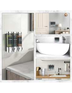 Dispensador de Jabón Unisense 3 Cámaras Cromo 300ml Sin Taladro 2