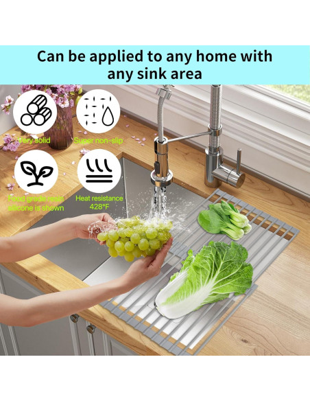 Escurridor de Platos Plegable JETASU 57 cm Silicona Gris