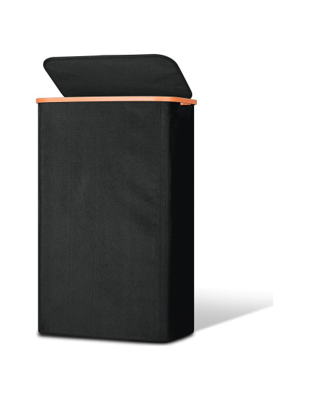 Cesta de lavandería delgada Vincona 75L con tapa negra