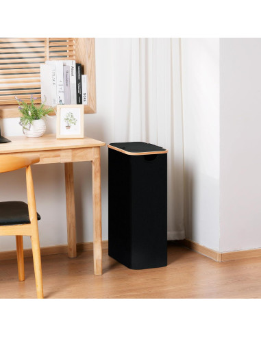 Cesta de lavandería delgada Vincona 75L con tapa negra