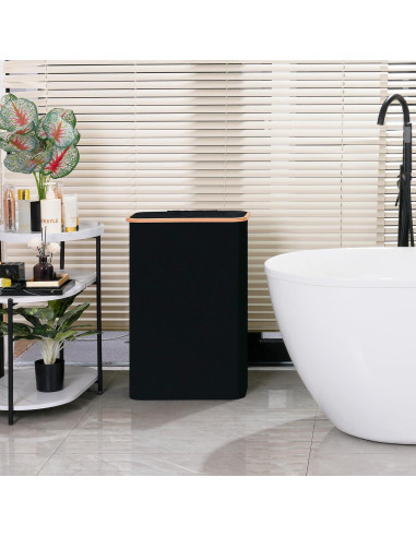 Cesta de lavandería delgada Vincona 75L con tapa negra