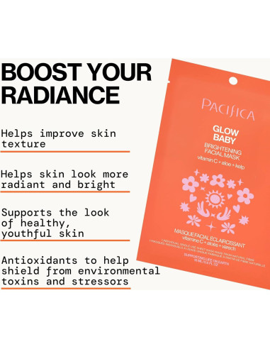 Mascarilla Facial de Hoja Pacifica Glow Baby con Vitamina C