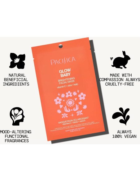 Mascarilla Facial de Hoja Pacifica Glow Baby con Vitamina C