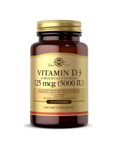 Vitamina D3 Solgar 125 mcg (5000 UI) 100 Gelatinas Blandas