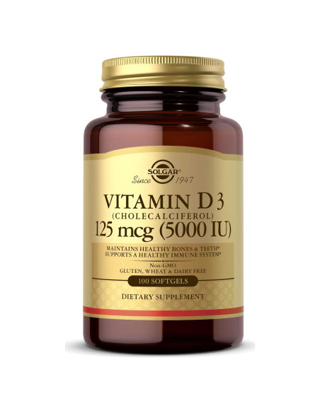 Vitamina D3 Solgar 125 mcg (5000 UI) 100 Gelatinas Blandas