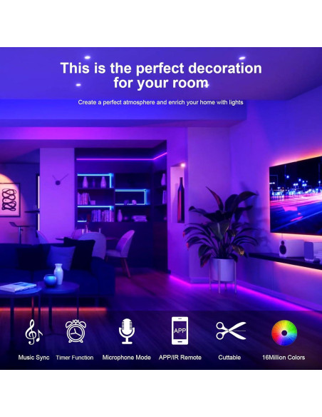 Tira de Luz LED COB RGB Euiyi 5m con Control Remoto y App