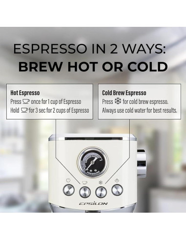Máquina de Café Epsilon 20 Bar con Espumador y Cold Brew