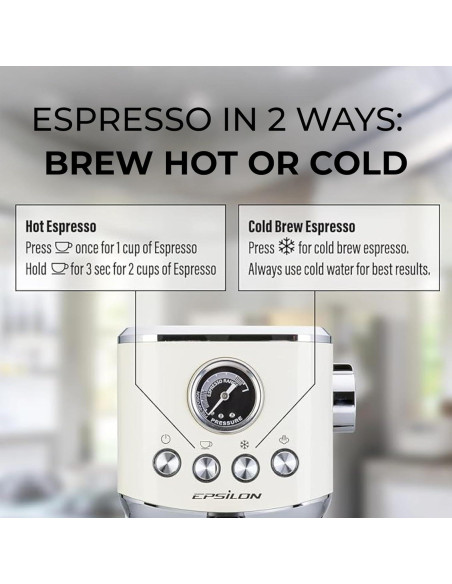 Máquina de Café Epsilon 20 Bar con Espumador y Cold Brew
