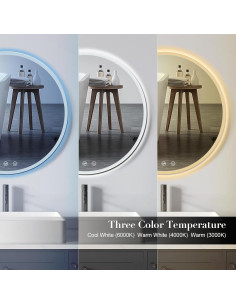 Espejo de baño LED redondo 81 cm GatherWay con atenuación 2