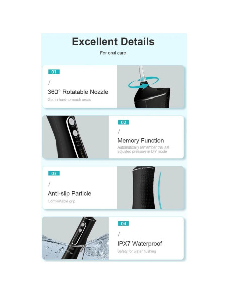 Irrigador Dental Aydicon - Hilo Dental de Agua Recargable 300ML