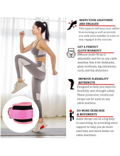 Tirantes de Tobillo Arbootjin para Máquinas de Cable Rosa 22x8cm 2