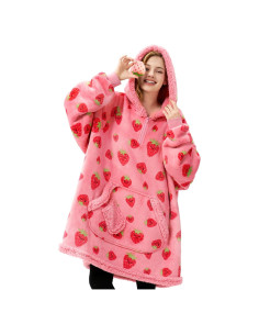 Sudadera Manta Usable Sherpa Giggling Getup Fresa Rosa Adulto
