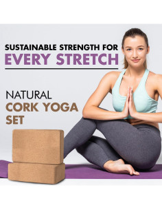 Bloques de Yoga de Corcho Nature's Own, Antideslizantes, Set de 2 2