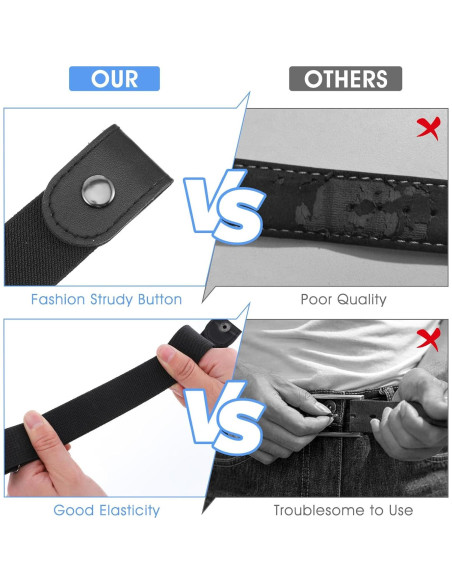 4 Cinturones Elásticos Sin Hebilla para Mujeres - Ajustables 90cm