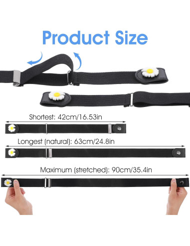 4 Cinturones Elásticos Sin Hebilla para Mujeres - Ajustables 90cm