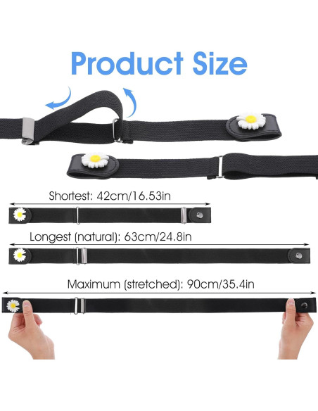 4 Cinturones Elásticos Sin Hebilla para Mujeres - Ajustables 90cm