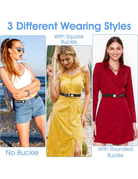 4 Cinturones Elásticos Sin Hebilla para Mujeres - Ajustables 90cm