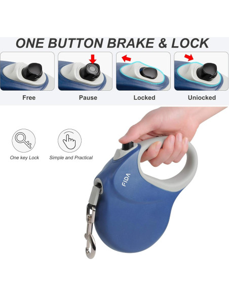 Correa Retráctil para Perros Fida 7.92m Alta Resistencia Azul