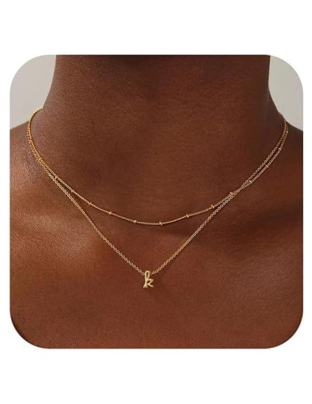 Collares Iniciales en Capas Yoosteel Oro 14K para Mujeres