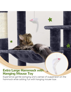 Árbol para Gatos Globlazer F70 Pro 70" Gris Oscuro con Hamaca 2