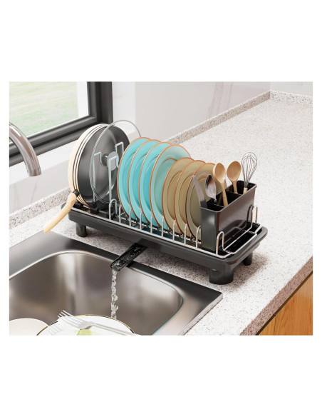 Estante de Secado de Platos Junyuan Compacto Negro 1 Nivel