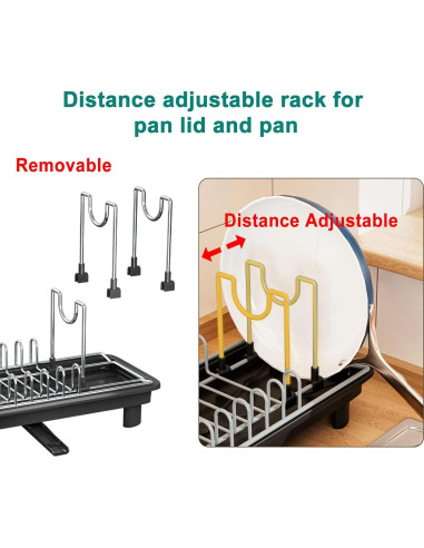 Estante de Secado de Platos Junyuan Compacto Negro 1 Nivel