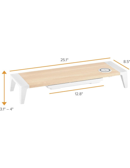 Soporte de Monitor Bostitch de Madera con Carga Inalámbrica