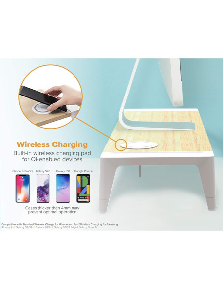 Soporte de Monitor Bostitch de Madera con Carga Inalámbrica