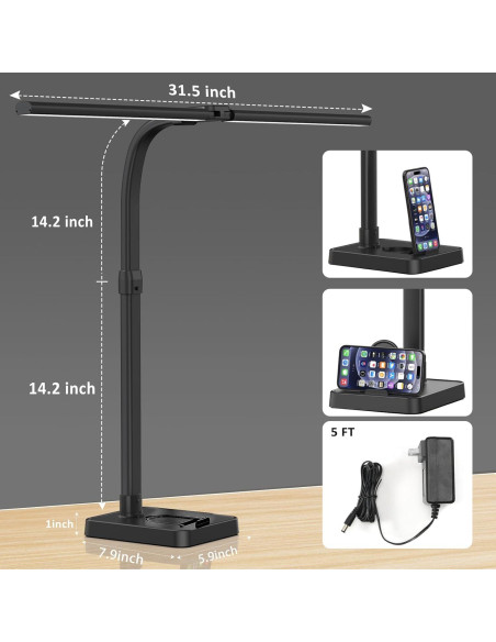 Lámpara de Escritorio LED GAEFURY 24W con Soporte para Teléfono Lámpara de Escritorio LED GAEFURY 24W con Soporte para Teléfono