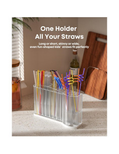 Soporte para Pajitas Excedesolns con Ganchos Adhesivos - Transparente/Blanco 2