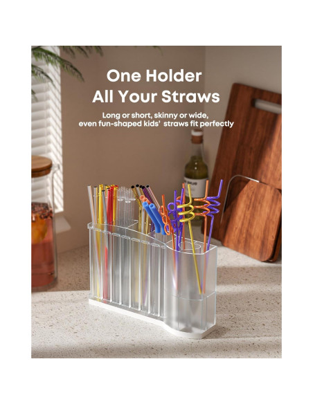 Soporte para Pajitas Excedesolns con Ganchos Adhesivos - Transparente/Blanco Soporte para Pajitas Excedesolns con Ganchos Adhesivos - Transparente/Blanco