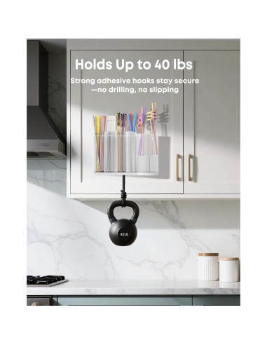 Soporte para Pajitas Excedesolns con Ganchos Adhesivos - Transparente/Blanco