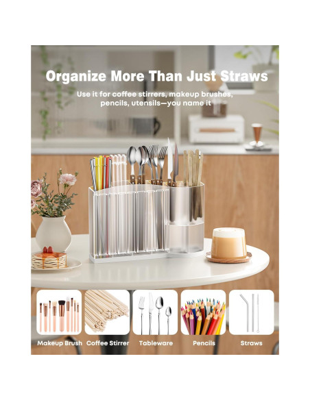 Soporte para Pajitas Excedesolns con Ganchos Adhesivos - Transparente/Blanco Soporte para Pajitas Excedesolns con Ganchos Adhesivos - Transparente/Blanco