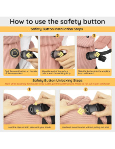 Portabebés Ergonómico BUXIZQ Rosa 3-18 kg 3 Posiciones 2