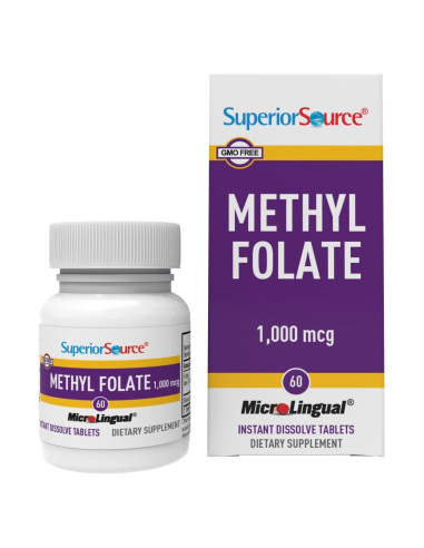 Suplemento de Metilfolato Superior Source 1000 mcg - 60 Tabletas Sublinguales