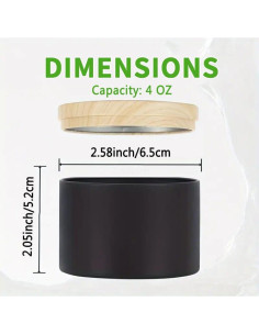 Latas Negras para Velas ABK 24pcs 118ml con Tapas de Madera 2