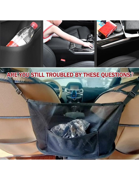 Soporte de bolso para automóvil HEVLE - Organizador negro 5 compartimentos