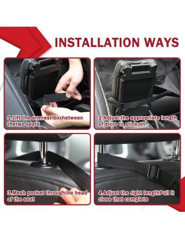 Soporte de bolso para automóvil HEVLE - Organizador negro 5 compartimentos
