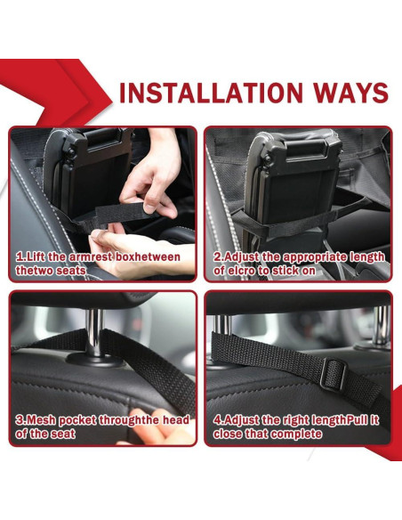 Soporte de bolso para automóvil HEVLE - Organizador negro 5 compartimentos