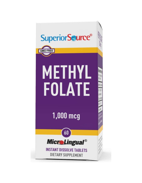 Suplemento de Metilfolato Superior Source 1000 mcg - 60 Tabletas Sublinguales