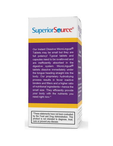 Suplemento de Metilfolato Superior Source 1000 mcg - 60 Tabletas Sublinguales
