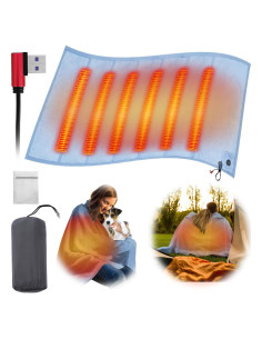 Manta Calentada Eléctrica PANGTIKU 135x89 cm USB 3 Niveles