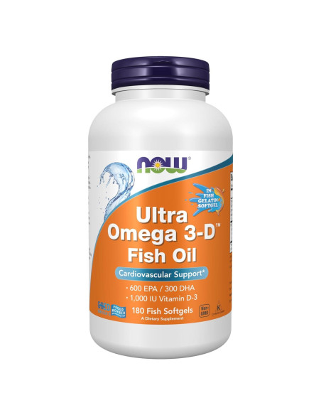 NOW Foods Ultra Omega 3-D Aceite de Pescado 180 Gelatinas NOW Foods Ultra Omega 3-D Aceite de Pescado 180 Gelatinas