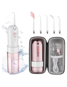 Irrigador Dental Portátil KOOVON Rosa IPX7 5 Puntas 4 Modos