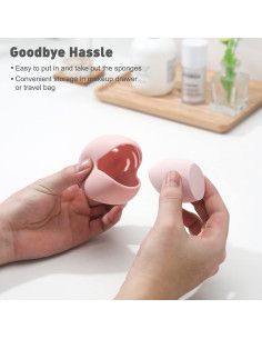 Esponja de Maquillaje BEZOX Rosa con Estuche Silicona 40g 2