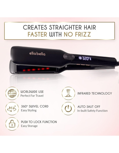 Plancha de Pelo ELLA BELLA de Titanio con Infrarrojos 36.8cm
