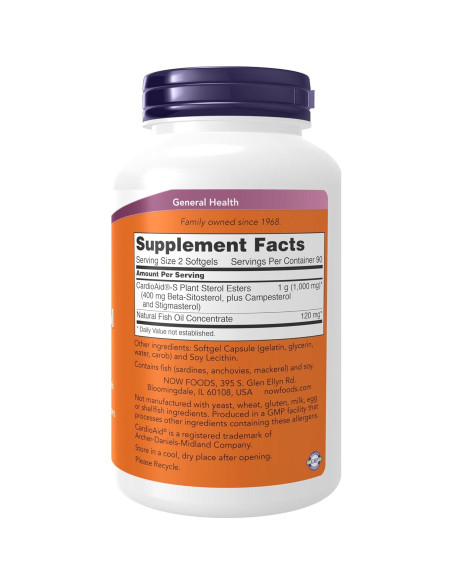 NOW Foods Beta-Sitosterol 180 Gelatinas Blandas con Aceite de Pescado